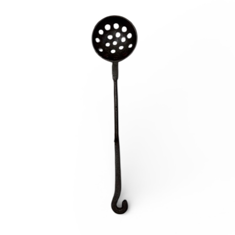 Vintage Cast Iron Skimmer Ladle Slotted Spoon Rustic Farmhouse Cottagecore